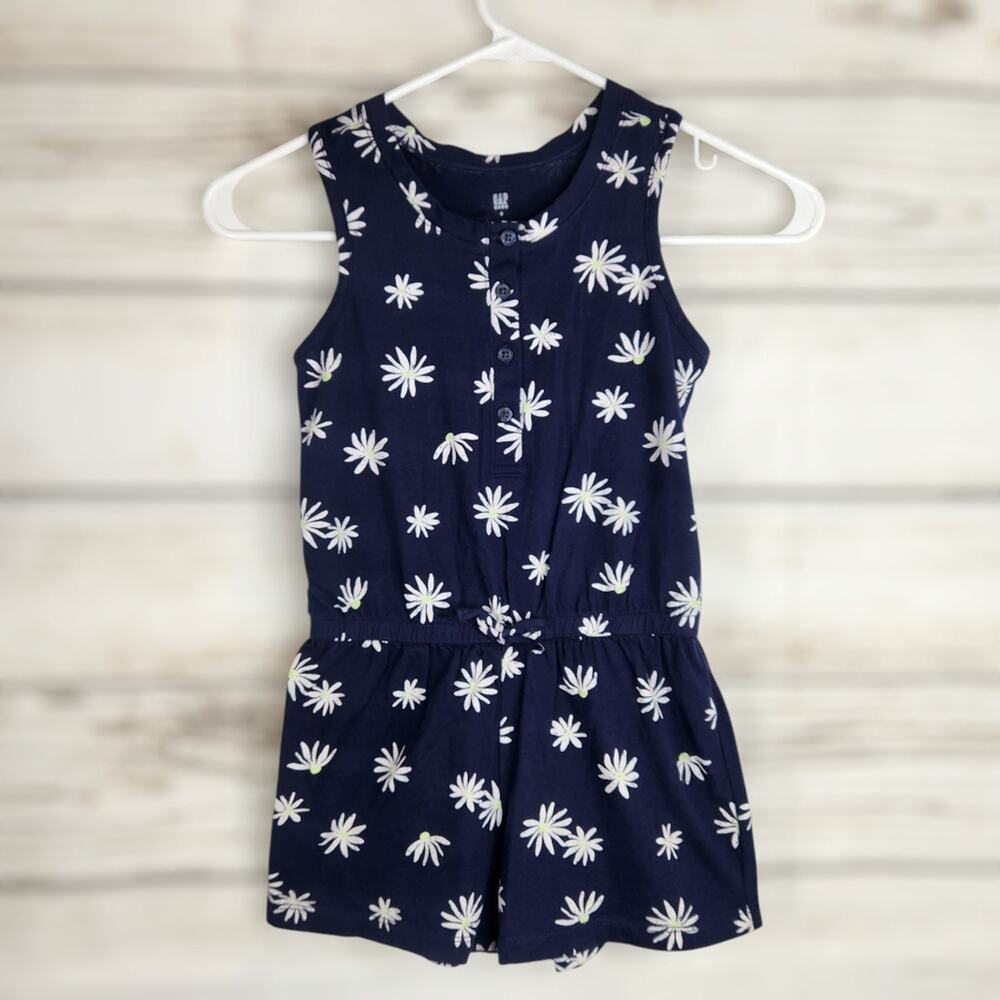 GAP Girl's Navy Blue Floral Romper Sleeveless Size S Summer Spring